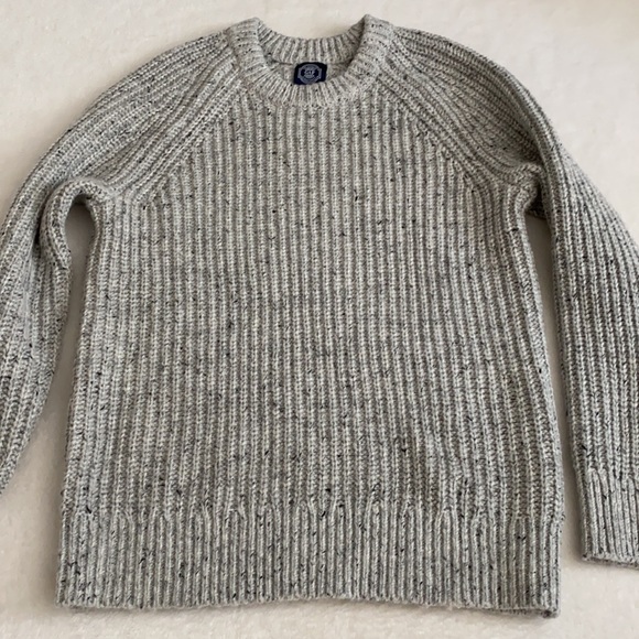 Gap | 2022 Donegal Chunky Rib Knit Wool Blend Crewneck Sweater Light Gray (S) - Picture 3 of 16